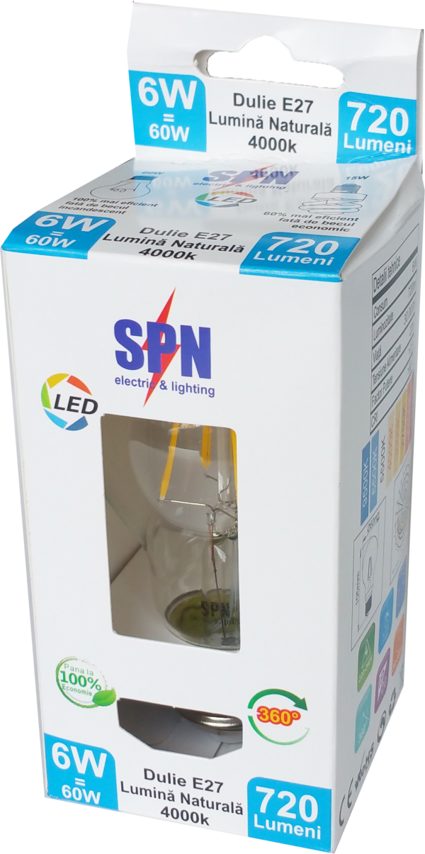 Bec Filament A55 E27/6W/220V/4000K - imagine 2