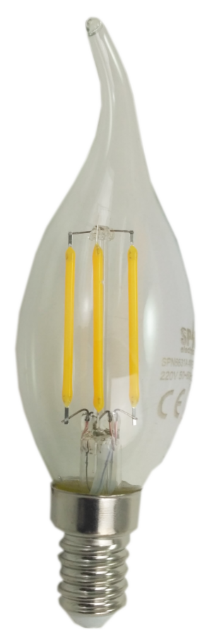 Bec Filament Lumanare E14, 4W=45W, 3000K, lumina calda