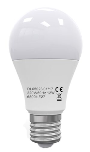 Bec LED E27, model glob A60, 12W=100W, 6400K, lumina rece, ore functionare 15.000