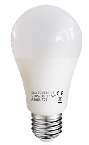 Bec LED E27, model glob A60, 15W=120W, 2700K, lumina calda, ore functionare 15.000