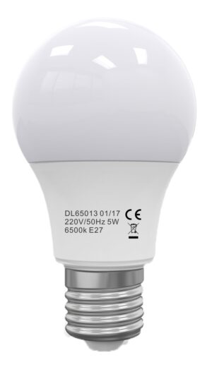Bec LED E27, model glob A60, 5W=45W, 6400K, lumina rece, A60, ore functionare 15.000