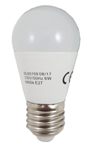 Bec LED Sferic E27, model G45, 8W=60W, 2700K, lumina calda