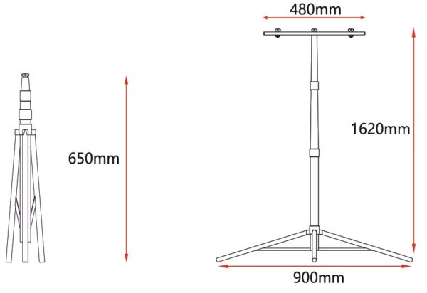 Trepied pentru 2 proiectoare, telescopic, 1620 mm - imagine 2