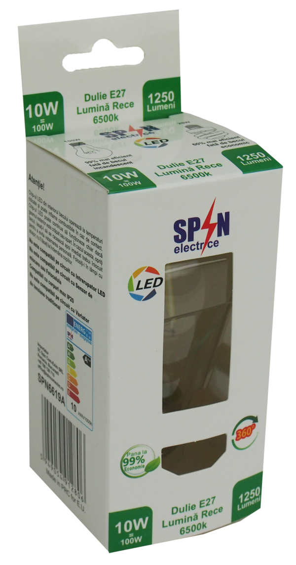 Bec Filament E27, model A60, 10W=100W, 3000K, lumina calda - imagine 2