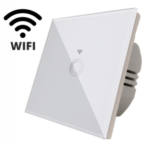 Intrerupator touch simplu WI-FI, sticla securizata, alb