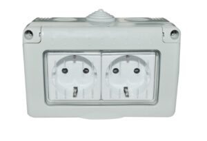 Priza Modulara Dubla cu capac, Antigron, 16A, IP55