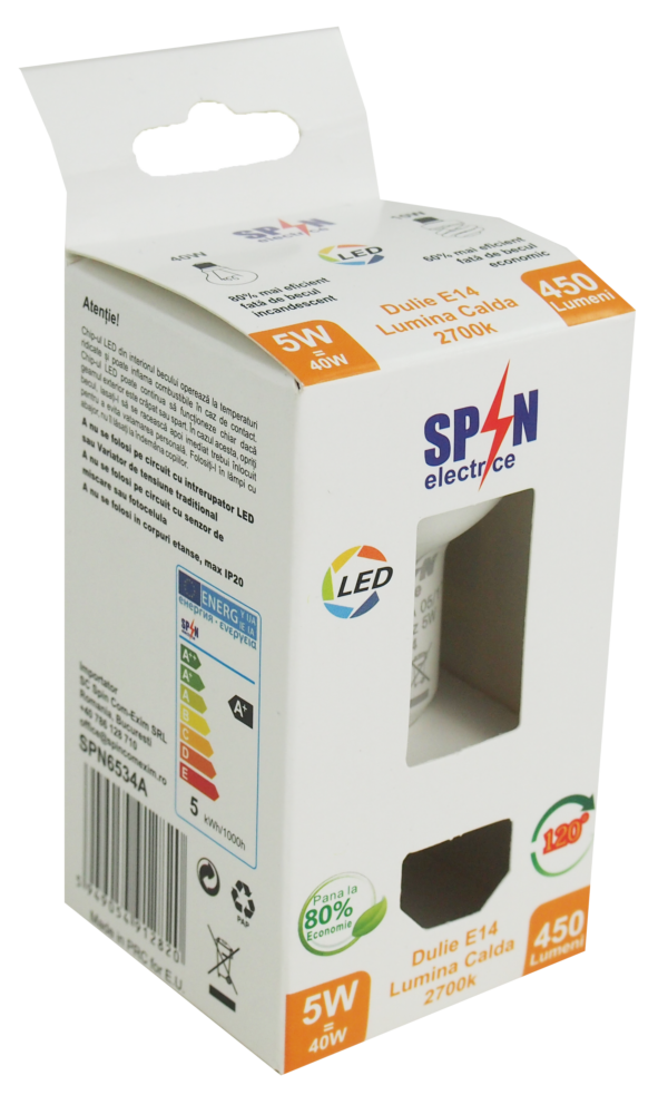Bec LED E14, model R50, 5W=40W, 2700K, lumina calda - imagine 2