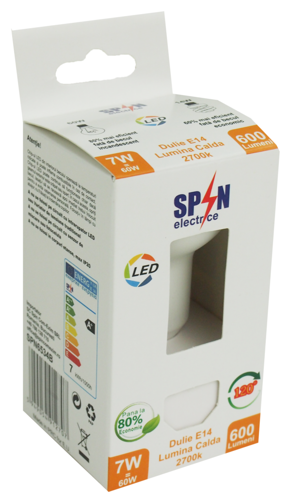 Bec LED E14, model R50, 7W=60W, 2700K, lumina calda - imagine 2