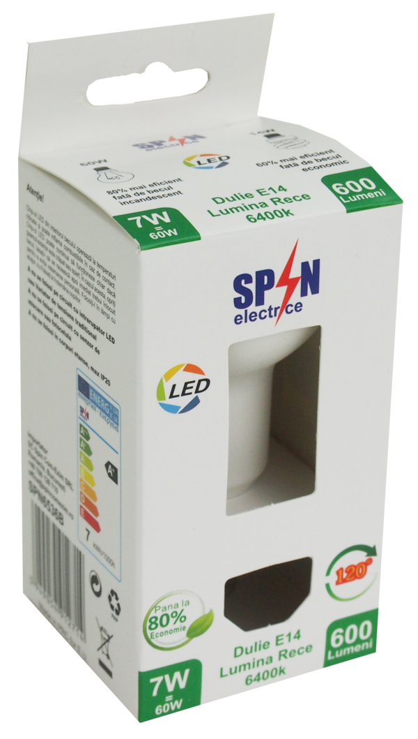 Bec LED E14, model R50, 7W=60W, 6400K, lumina rece - imagine 2