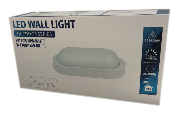 Aplica LED BAT Ovala 18W=162W, 3000K, lumina calda, cu protectie IP65 - imagine 2