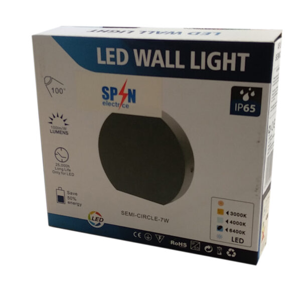 Aplica LED Perete Semicerc fi135, 7W, 6000K, lumina rece, cu protectie IP65 - imagine 4