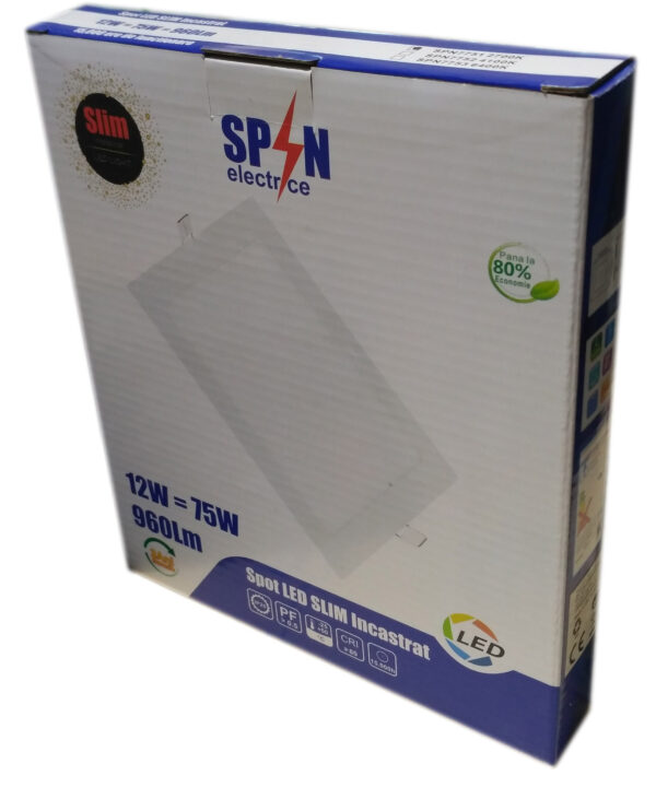 Spot LED Slim patrat 166x166mm, 12W=75W, 2700K, lumina calda - imagine 4
