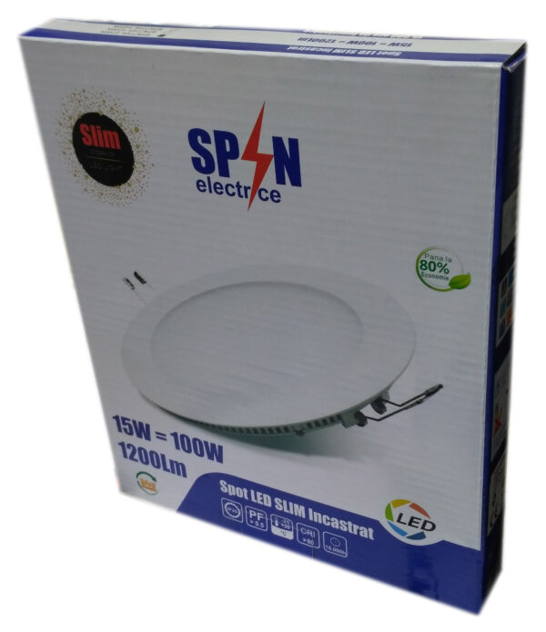 Spot LED Slim Patrat 225x225mm, 18W=150W, 4100K, lumina neutra - imagine 4