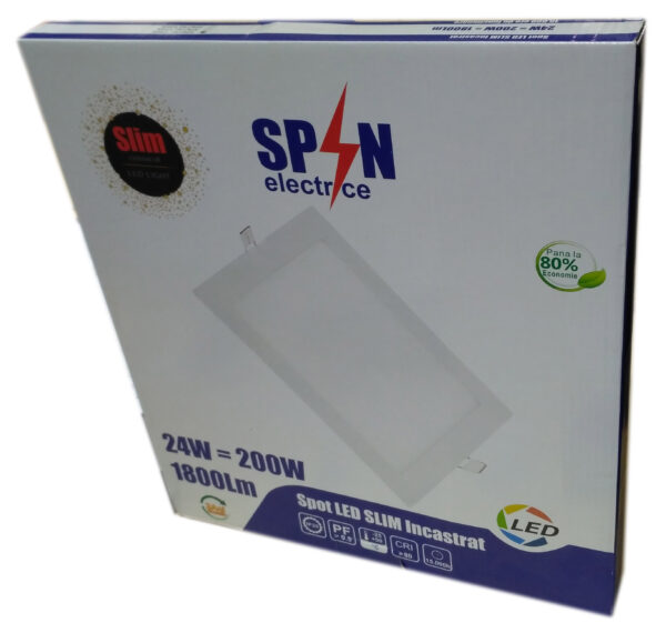 Spot LED Slim Patrat 300x300mm, 24W=200W, 2700K, lumina calda - imagine 4