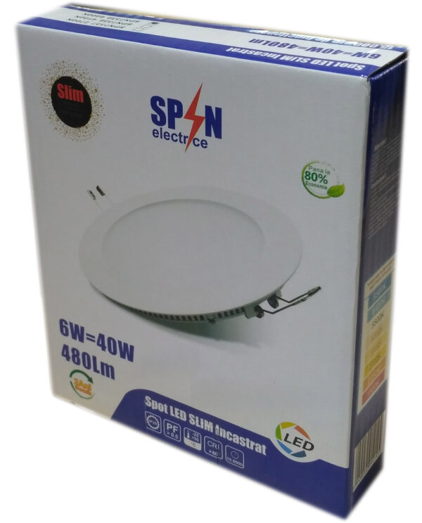 Spot LED Slim Ø118, 6W=40W, 6400K, lumina rece - imagine 2