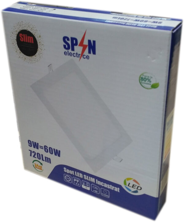 Spot LED Slim Patrat 150x150mm, 9W=60W, 6400K, lumina rece - imagine 4