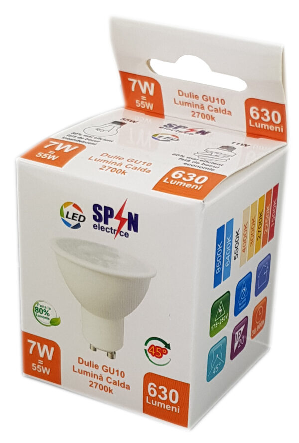 Bec LED Gu10, model R50, 7W=55W, 2700K, lumina calda - imagine 4