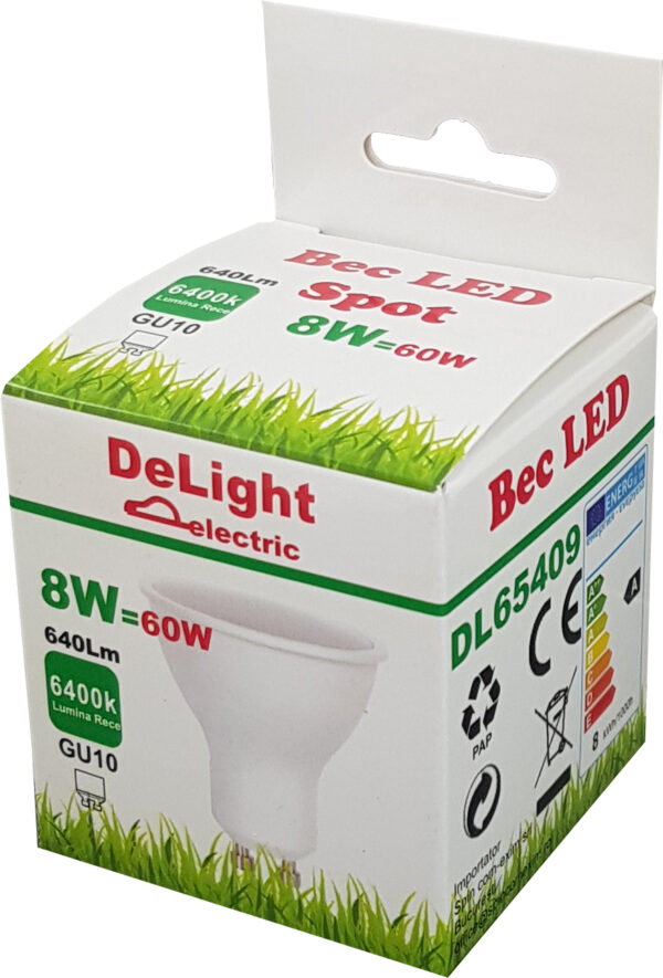 Bec LED GU10, model R50, 8W=60W, 6400K, lumina rece - imagine 2