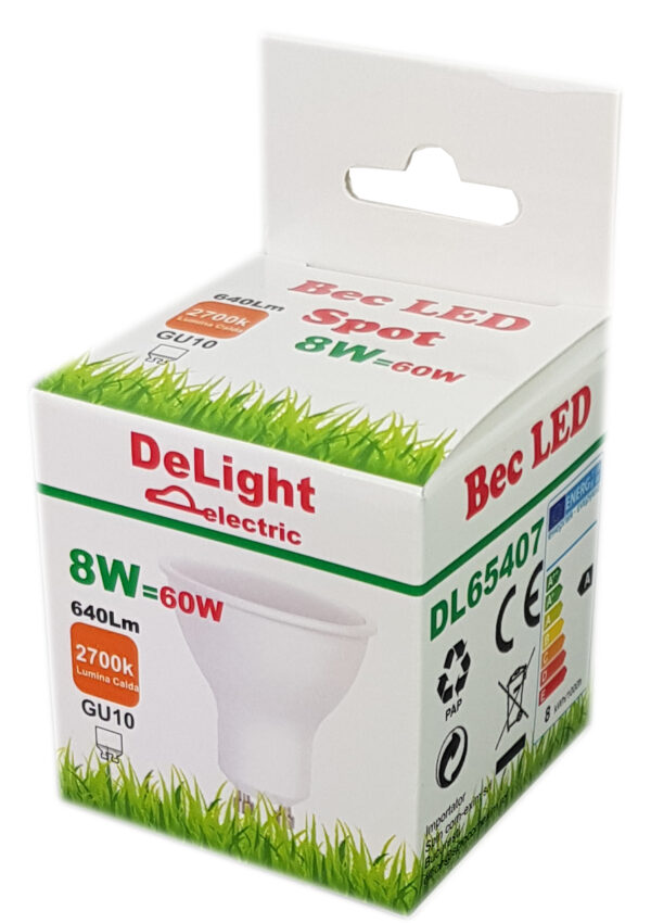 Bec LED GU10, model R50, 8W=60W, 2700K, lumina calda - imagine 2