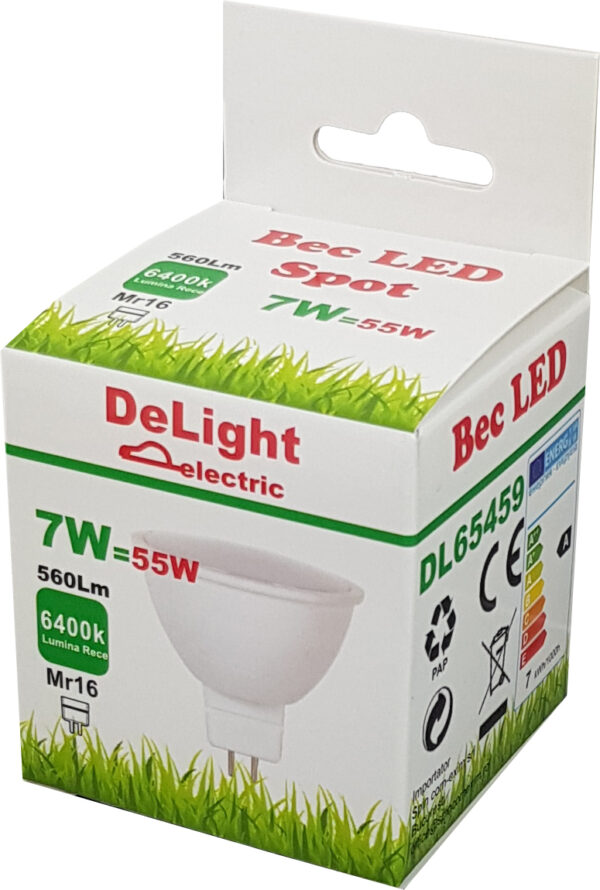 Bec LED MR16, model R50, 7W=55W, 6400K, lumina rece - imagine 2
