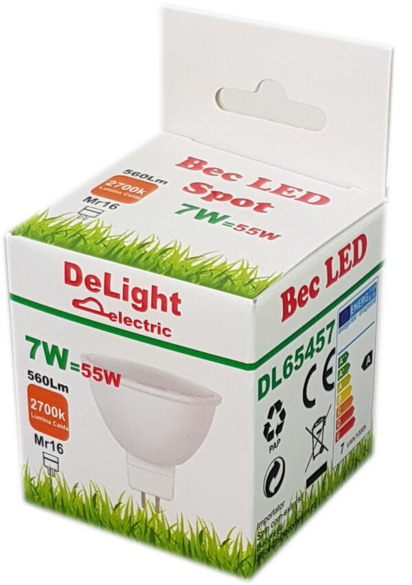 Bec LED MR16, model R50, 7W=55W, 2700K, lumina calda - imagine 2