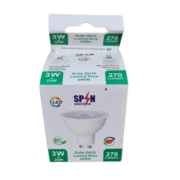 Bec LED Gu10, model R50, 3W=25W, 6400K, lumina rece - imagine 2