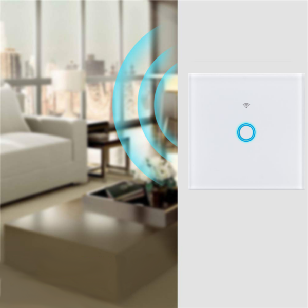 Intrerupator touch simplu WI-FI, sticla securizata, alb - imagine 2