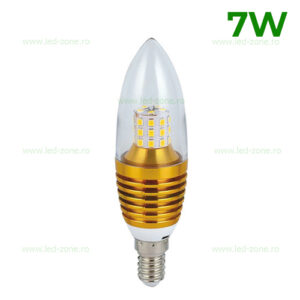 bec led e14 7w lumanare clar auriu smd 2835 1