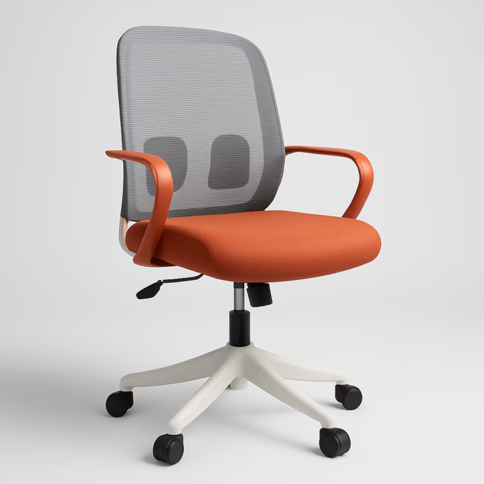 Scaun Birou Ergonomic Design Modern, Gri-Portocaliu - imagine 2