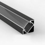 Profil Aluminiu Aplicat Negru 90 Grade Dispersor Negru 2M 12.5MM