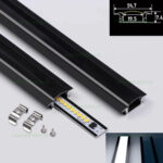 Profil Aluminiu Incastrat Negru Dispersor Negru 2M 12.5MM Plat - imagine 2