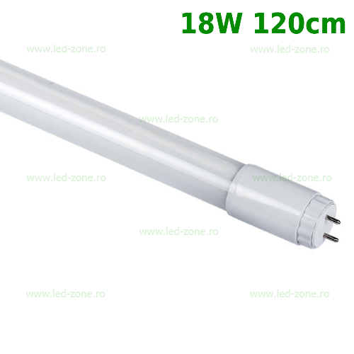 Tub LED T8 Mat 18W 120cm 360 Grade Sticla Alimentare Un Capat LZ01 Tub LED T8 Mat 18W 120cm 360 Grade Sticla Alimentare Un Capat LZ01 - imagine 1