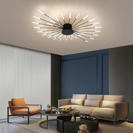 lustra led 42w neagra 3 functii cu telecomanda lz124 42 p1